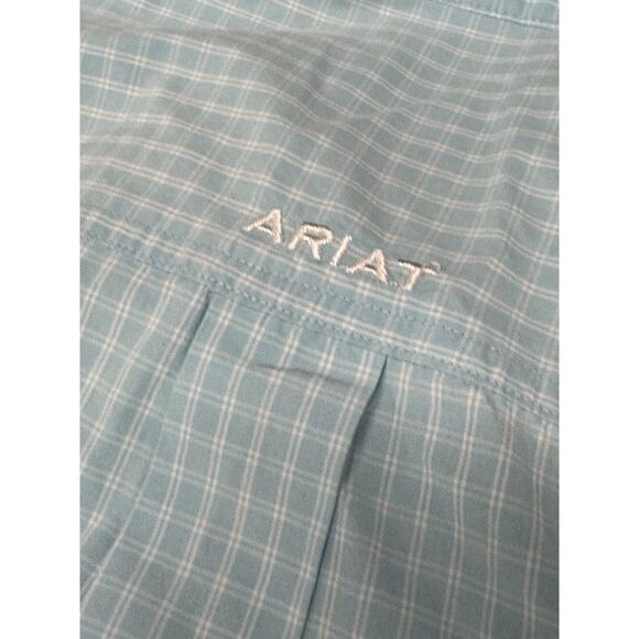 Ariat Shirt Men's 2XL Blue White Pro Series Plaid Button Down Long Sleeve - Picture 8 of 9